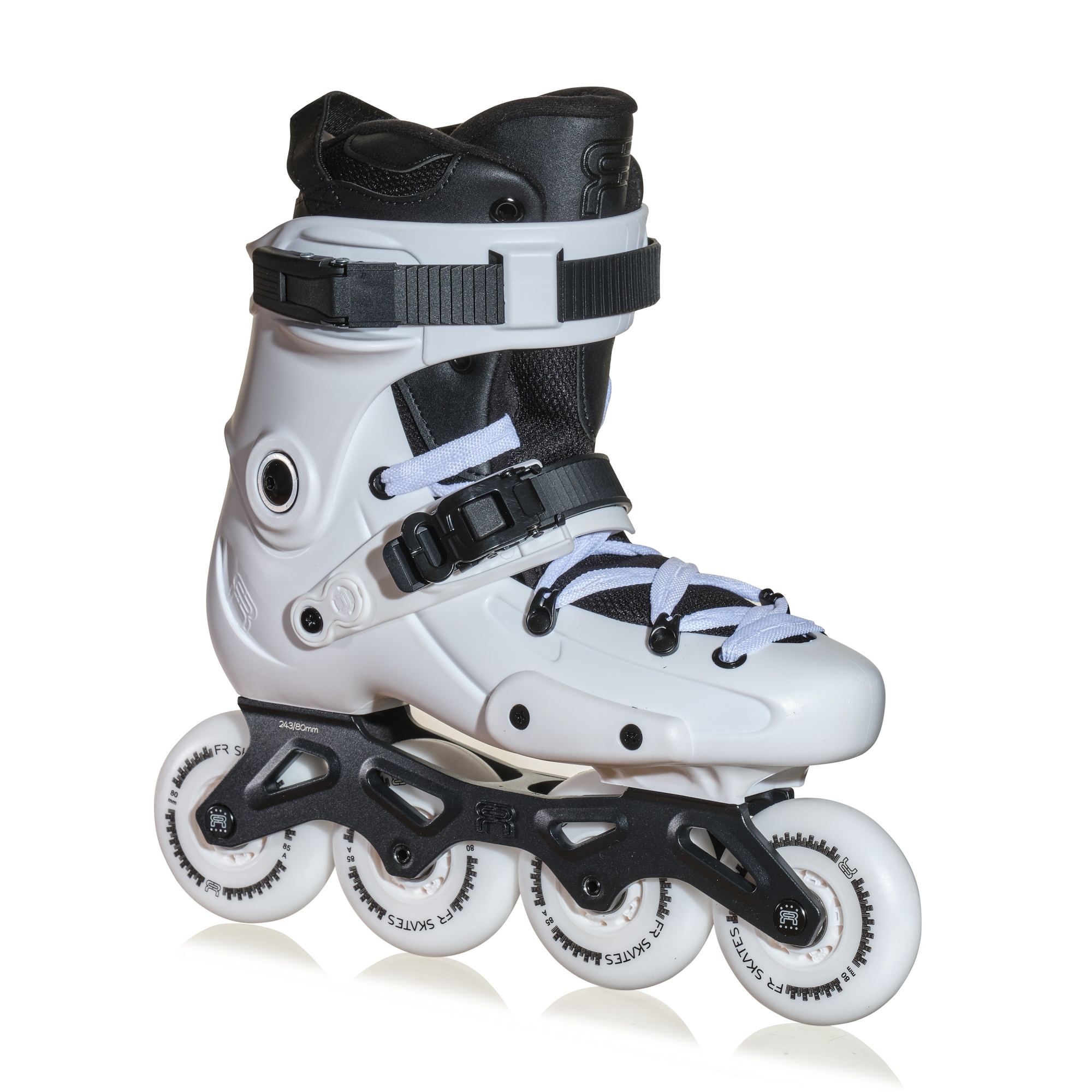 Роликовые коньки FR SKATES FR3 80 (white) BLACK LOGO
