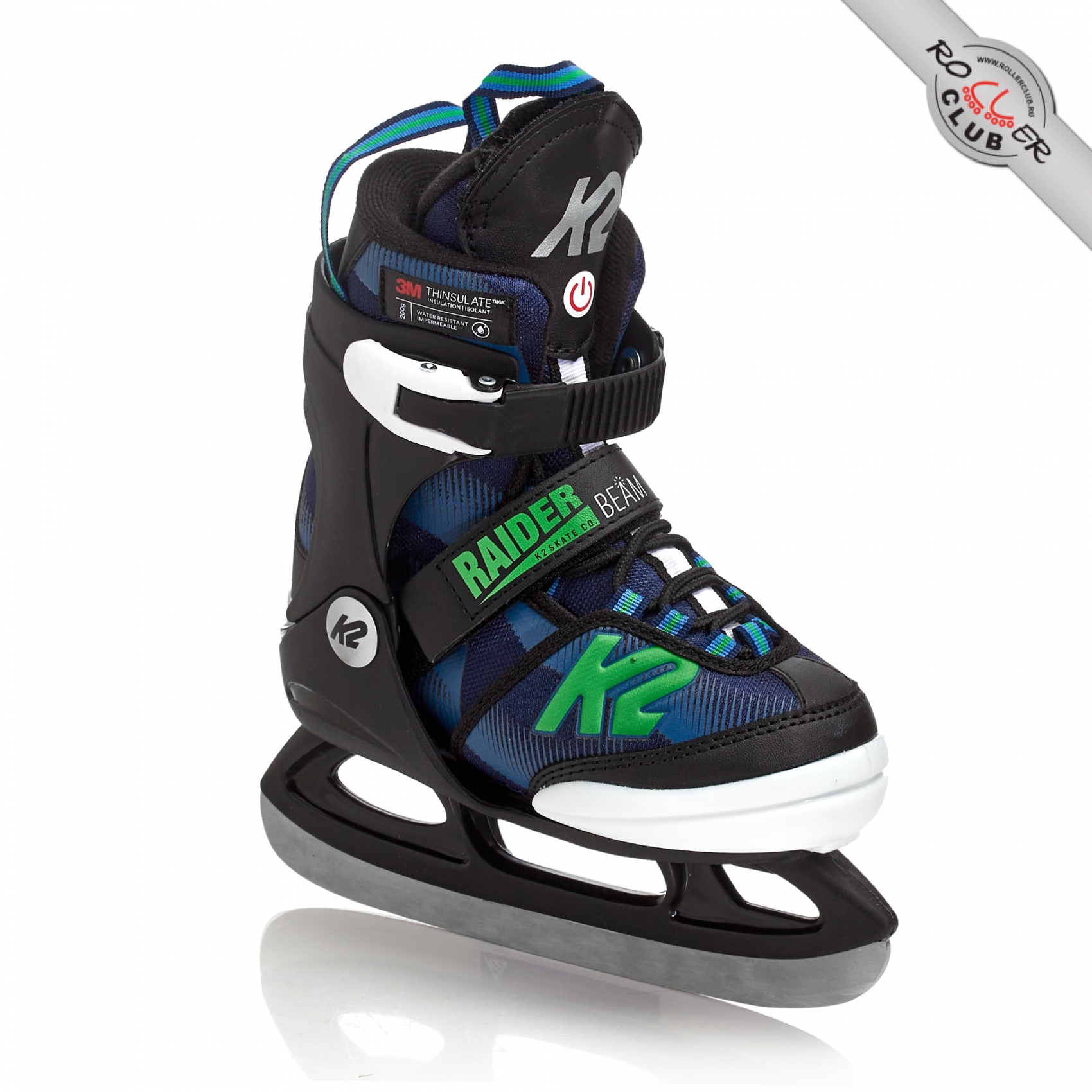 Раздвижные ледовые коньки K2 RAIDER JR BEAM black/blue 2021 г. - купить  недорого