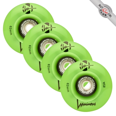 Колеса LUMINOUS LED QUAD 62MM/85A GREEN GLOW