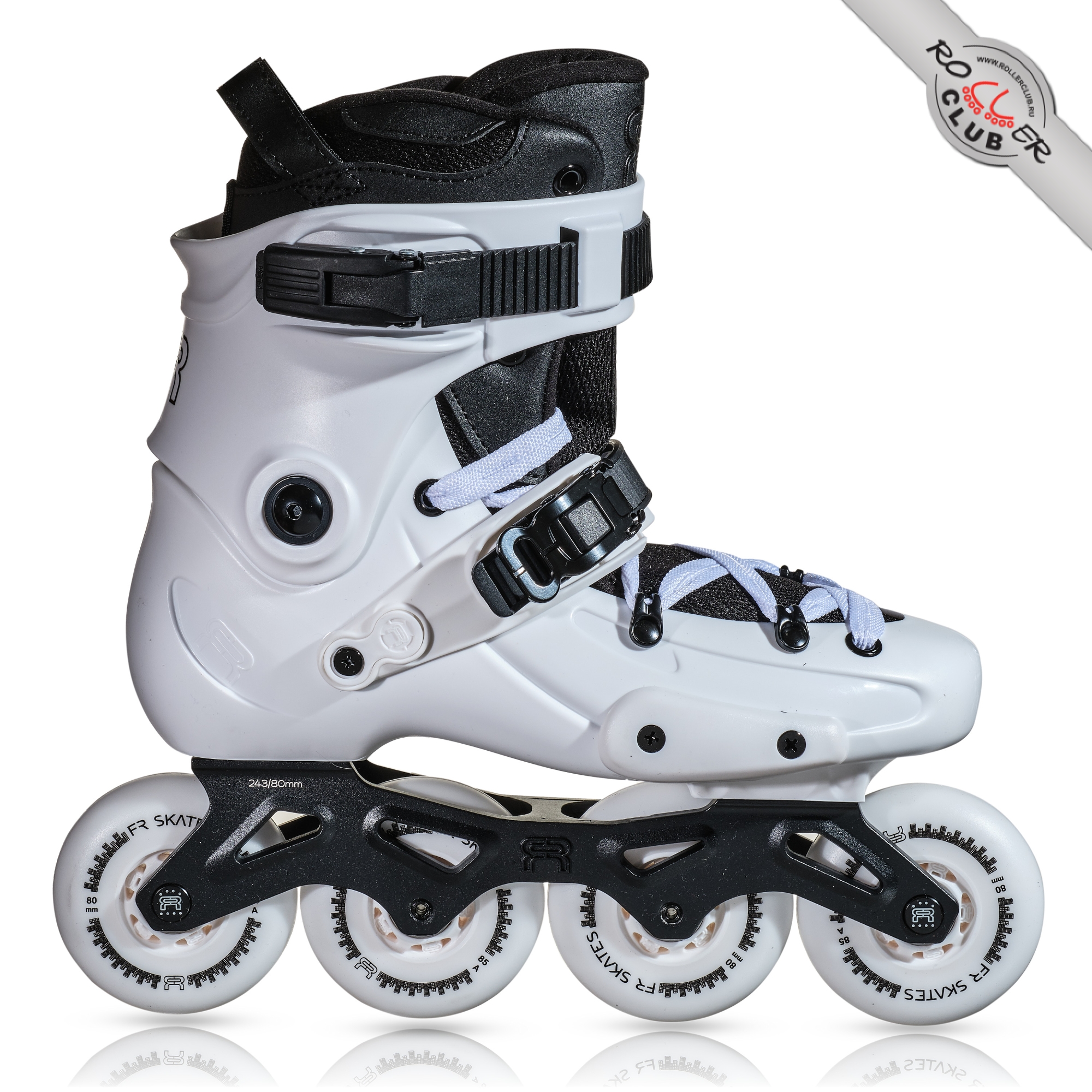 Роликовые коньки FR SKATES FR3 80 (white) BLACK LOGO