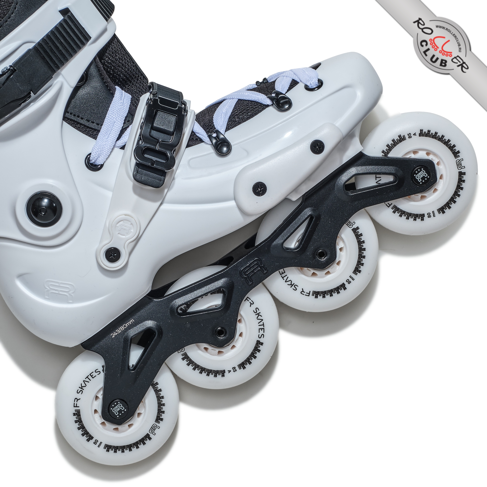 Роликовые коньки FR SKATES FR3 80 (white) BLACK LOGO