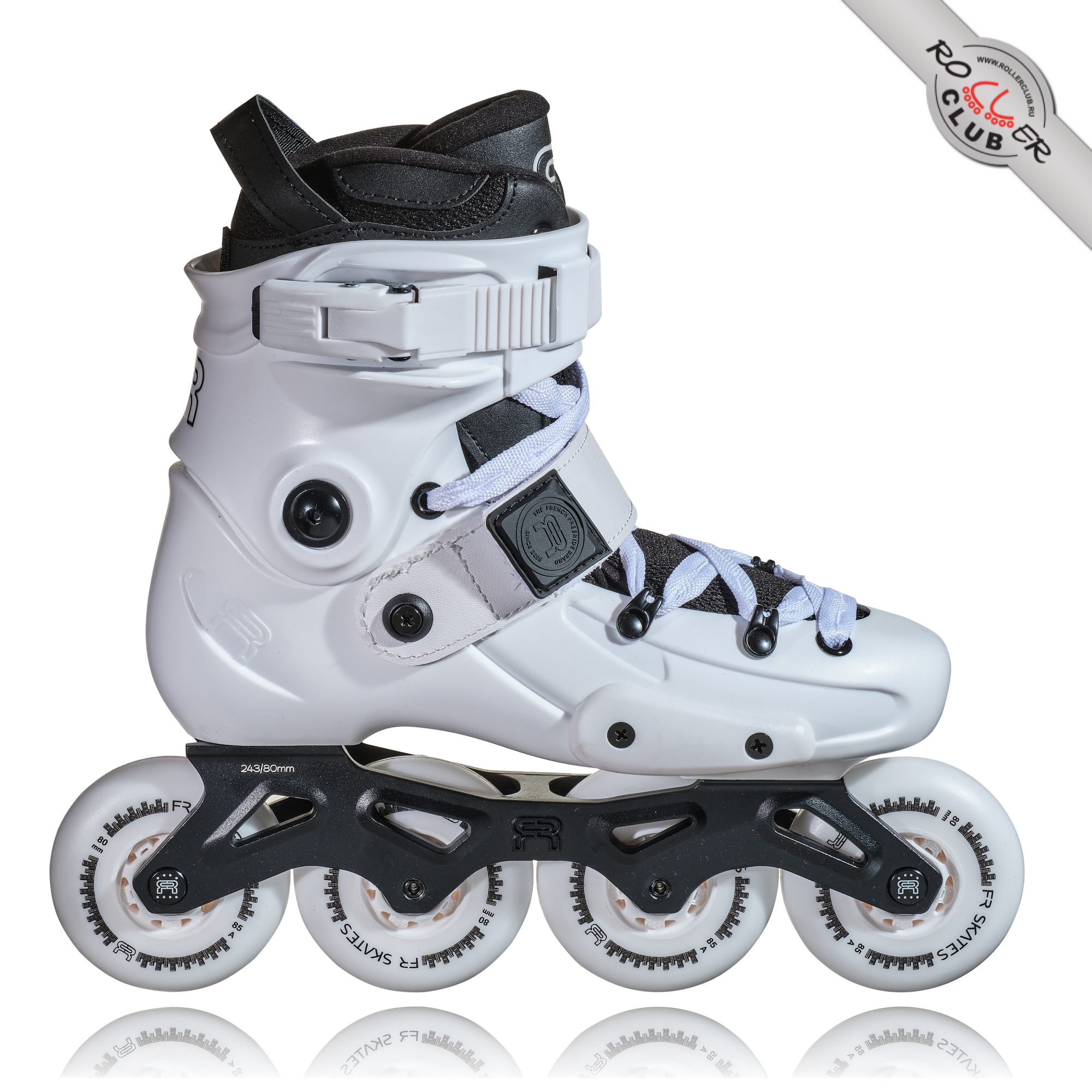 Роликовые коньки FR SKATES FRX 80 (white) BLACK LOGO