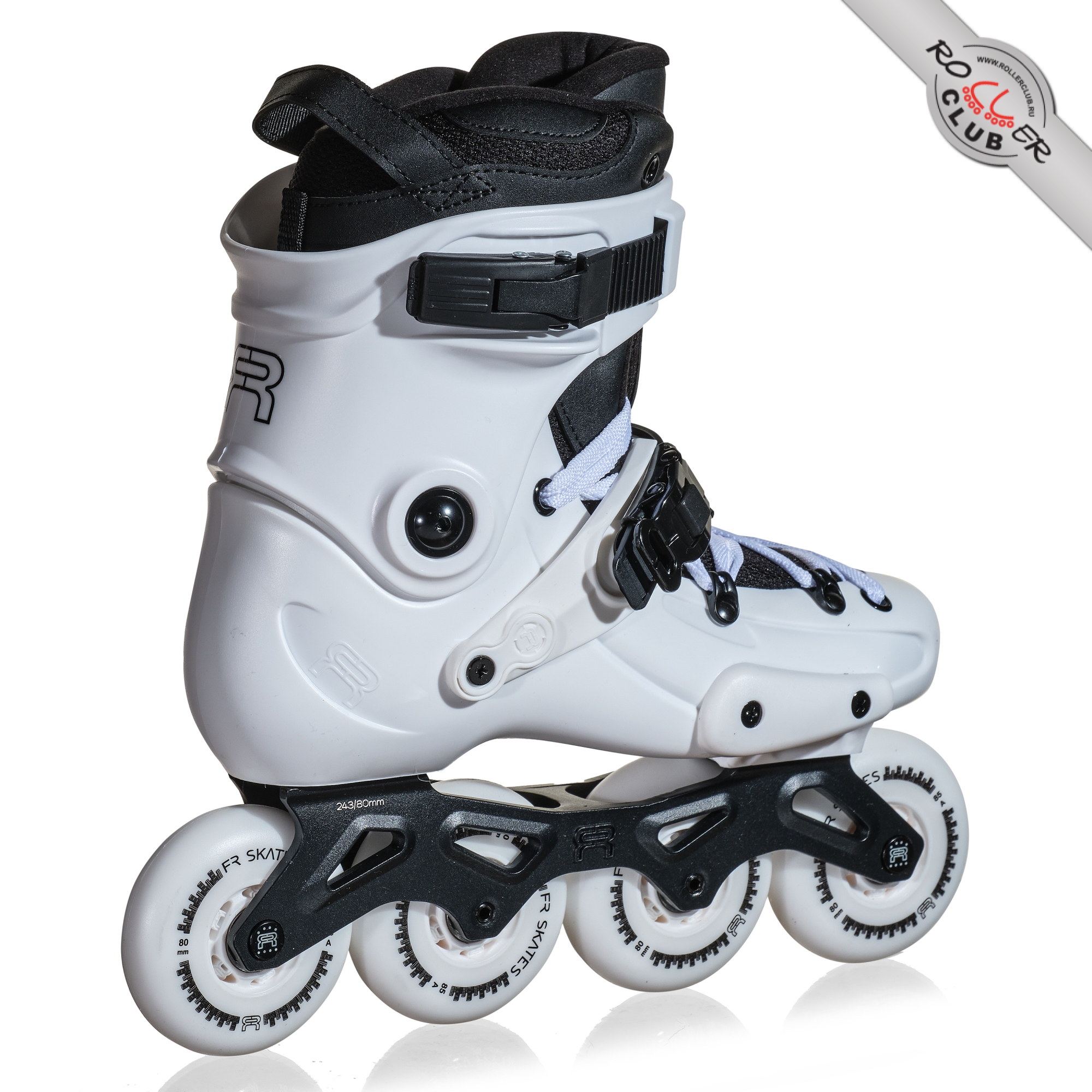 Роликовые коньки FR SKATES FR3 80 (white) BLACK LOGO